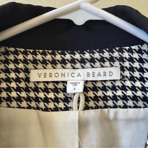 VERONICA BEARD Airlie Houndstooth Dickey Blazer Jacket Black/White Sz 4 - Picture 4 of 9